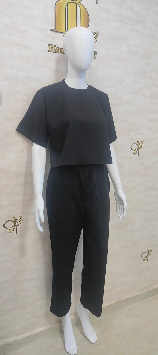 Black_Rayon,_Nylon_&_Spandex_Drop_Shoulder_Crop_Top_For_Women_&_Girls