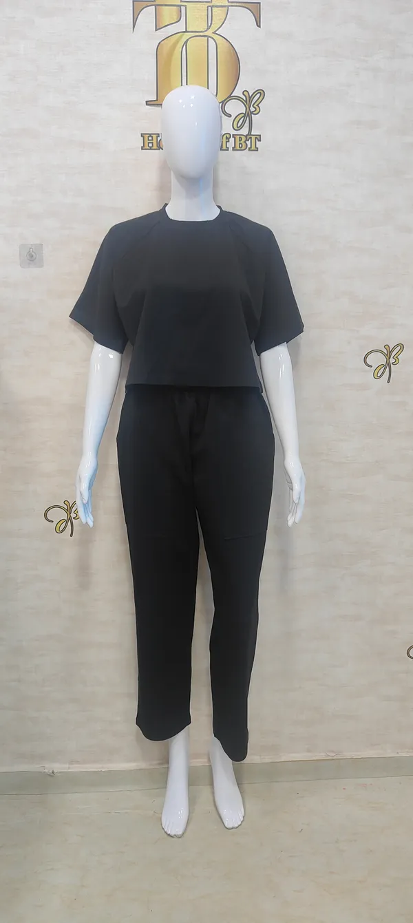 Black_Rayon,_Nylon_&_Spandex_Drop_Shoulder_Crop_Top_For_Women_&_Girls
