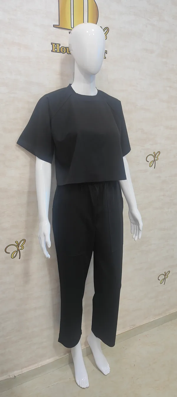 Black_Rayon,_Nylon_&_Spandex_Drop_Shoulder_Crop_Top_For_Women_&_Girls