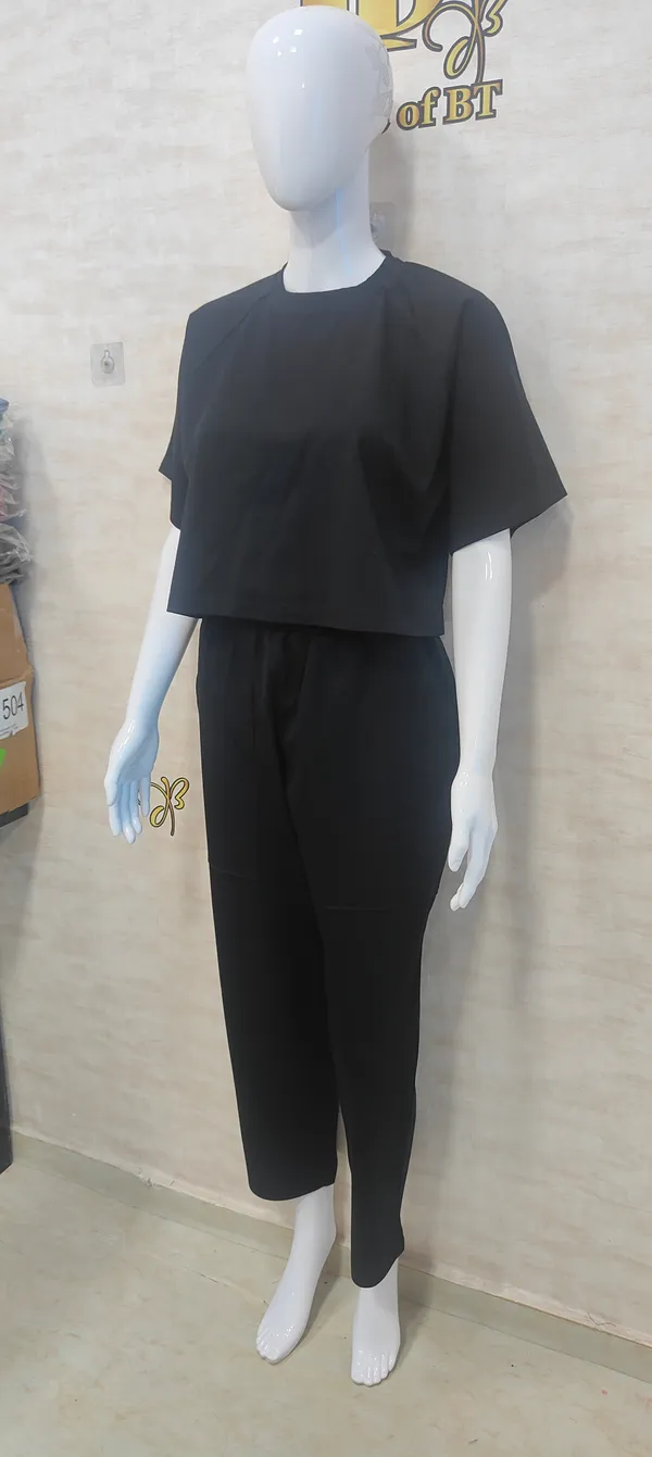 Black_Rayon,_Nylon_&_Spandex_Drop_Shoulder_Crop_Top_For_Women_&_Girls