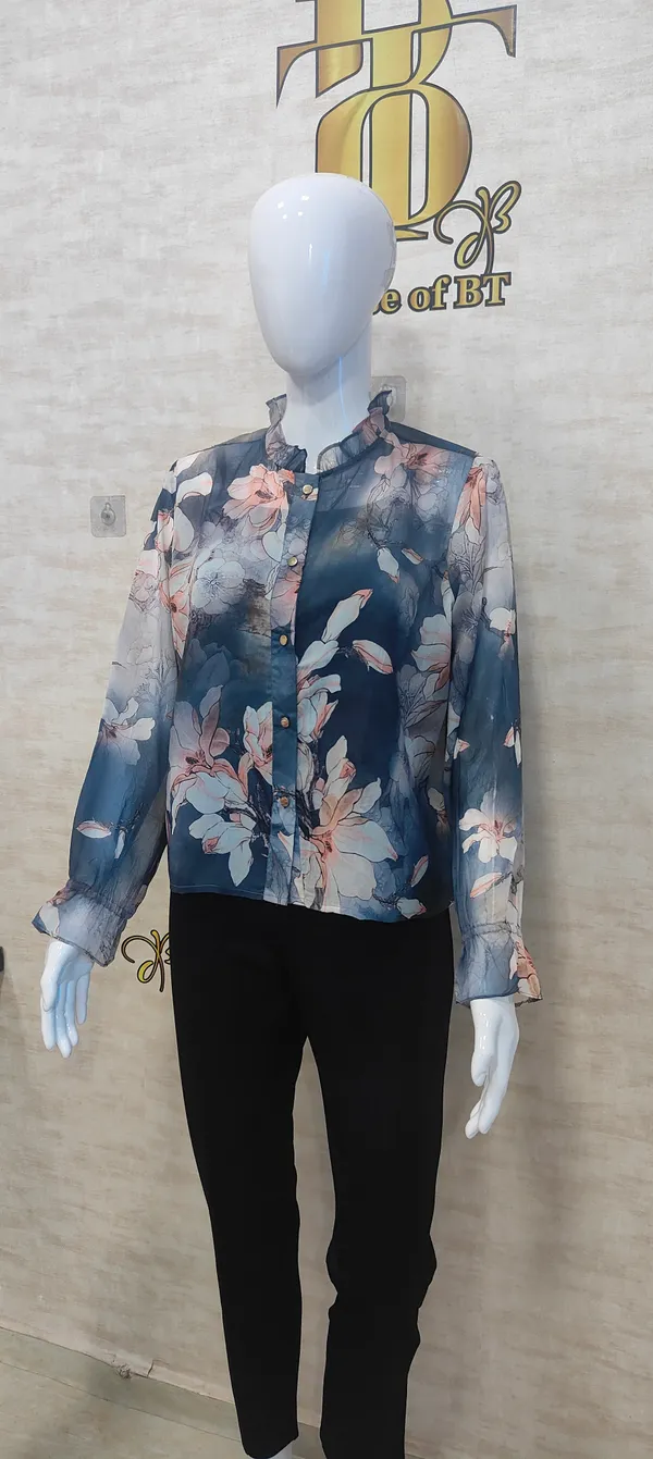 Blue_Poly_Vibrant_Print_Ruffled_Shirt_For_Women_&_Girls