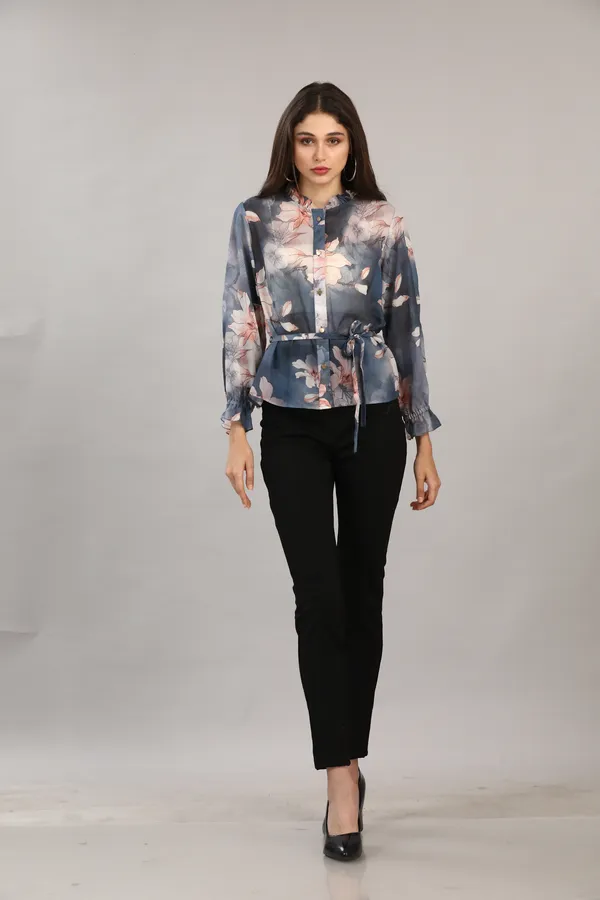 Blue_Poly_Vibrant_Print_Ruffled_Shirt_For_Women_&_Girls