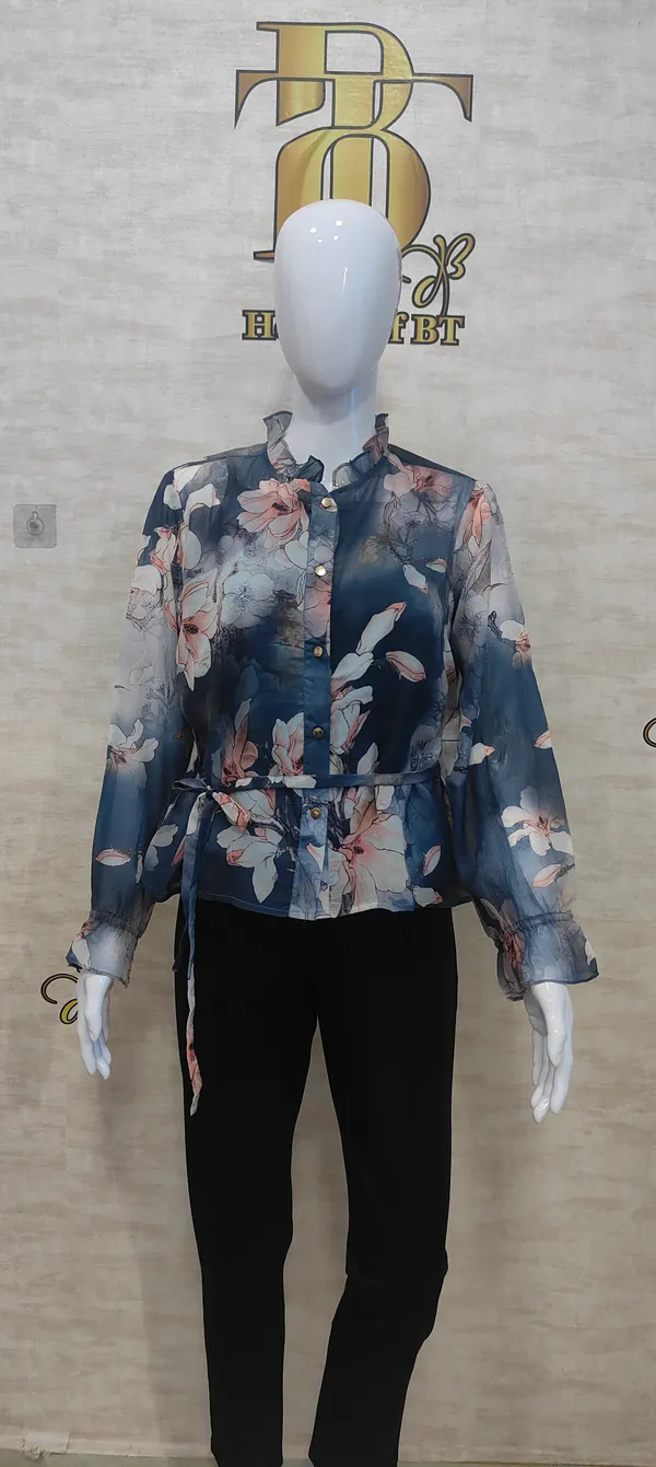 Blue_Poly_Vibrant_Print_Ruffled_Shirt_For_Women_&_Girls