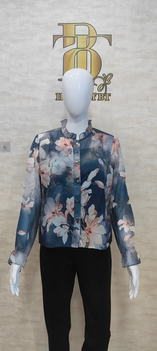 Blue_Poly_Vibrant_Print_Ruffled_Shirt_For_Women_&_Girls