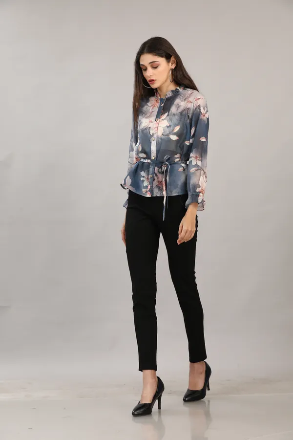 Blue_Poly_Vibrant_Print_Ruffled_Shirt_For_Women_&_Girls