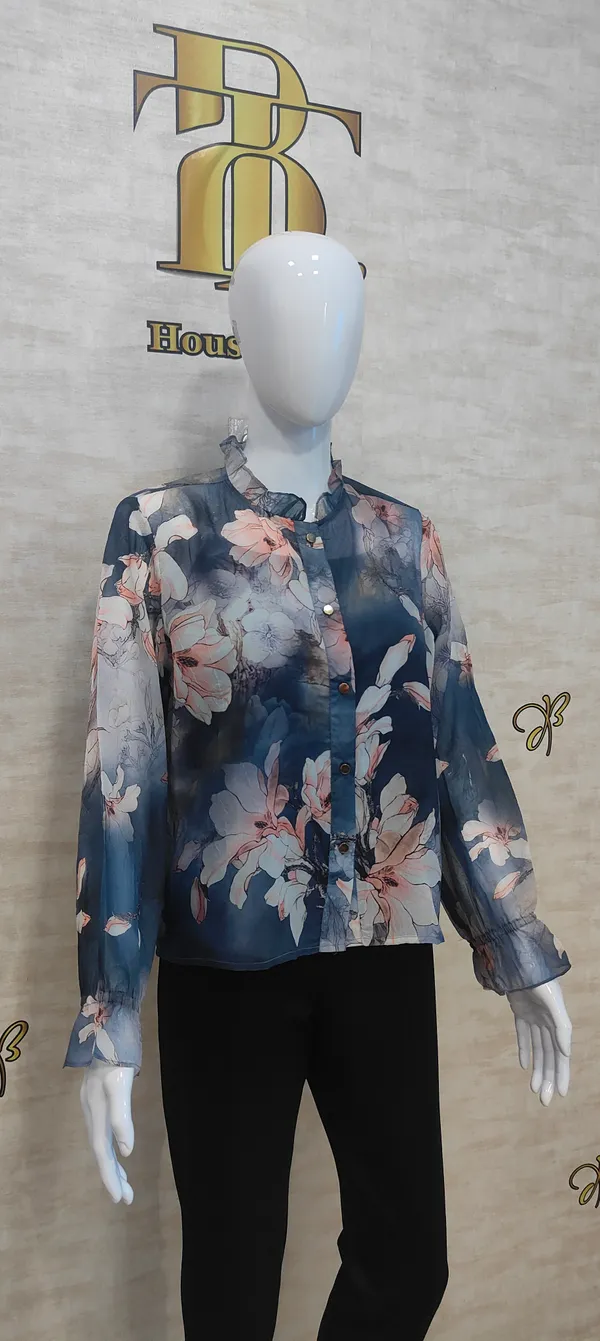 Blue_Poly_Vibrant_Print_Ruffled_Shirt_For_Women_&_Girls