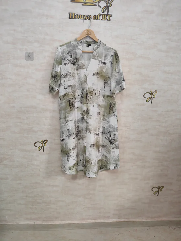 Lime_Rayon_Blend_Abstract_Shift_Print_Dress_For_Women_&_Girls