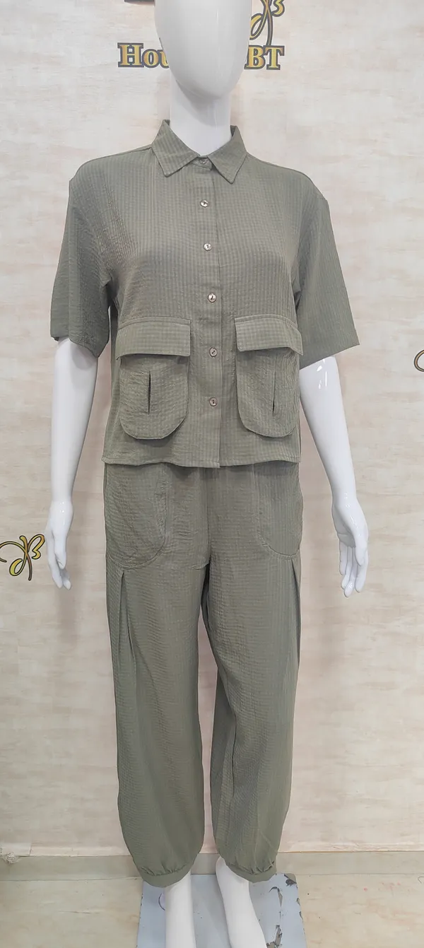 Olive_Rayon_Blend_Waffle_Design_Korean_Co-Ord_Set_For_Women_&_Girls