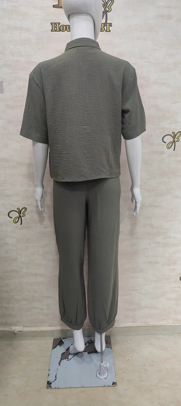 Olive_Rayon_Blend_Waffle_Design_Korean_Co-Ord_Set_For_Women_&_Girls
