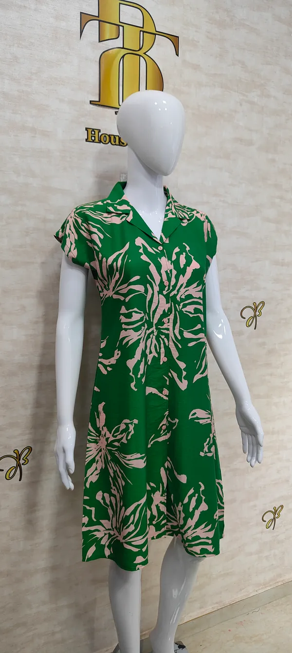 Green_Rayon_Blend_Fit_&_Floral_Dress_For_Women_&_Girls