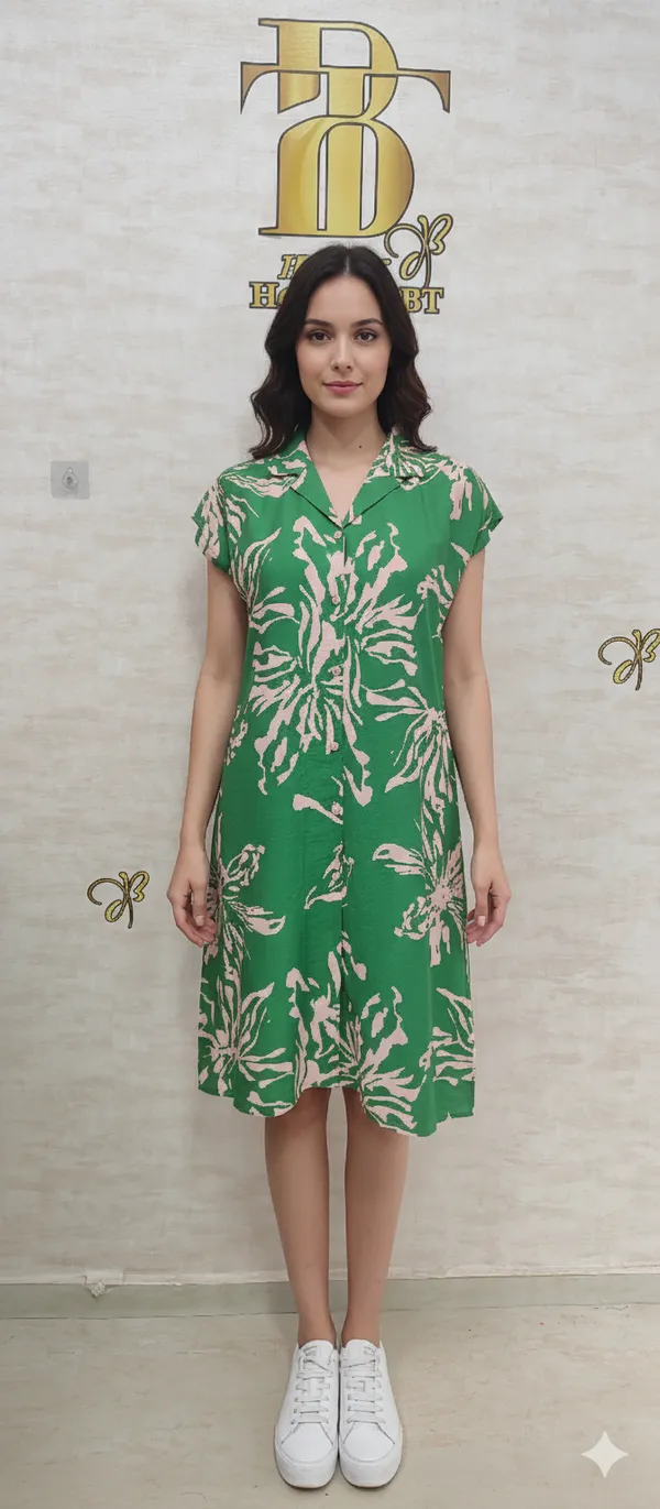 Green_Rayon_Blend_Fit_&_Floral_Dress_For_Women_&_Girls
