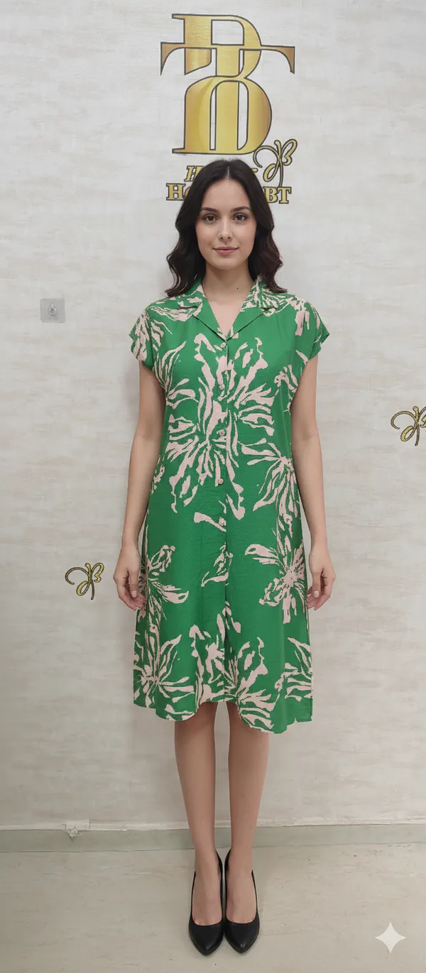 Green_Rayon_Blend_Fit_&_Floral_Dress_For_Women_&_Girls