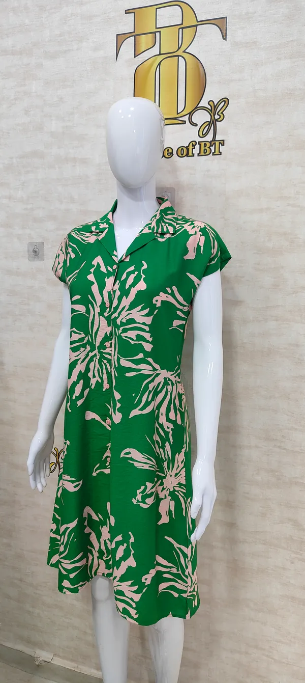 Green_Rayon_Blend_Fit_&_Floral_Dress_For_Women_&_Girls