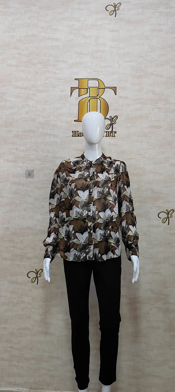 Caramel_Poly_Chinnon_Pearl_Buttoned_Shirt_For_Women_&_Girls