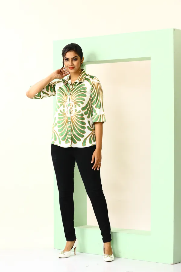 Green_Satin_Segment_Print_Satin_Shirt_For_Women_&_Girls
