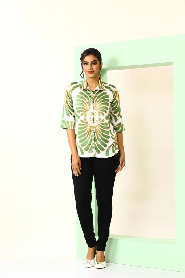 Green_Satin_Segment_Print_Satin_Shirt_For_Women_&_Girls