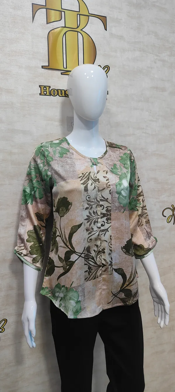 Green_Poly_Satin_Bow_Top_For_Women_&_Girls