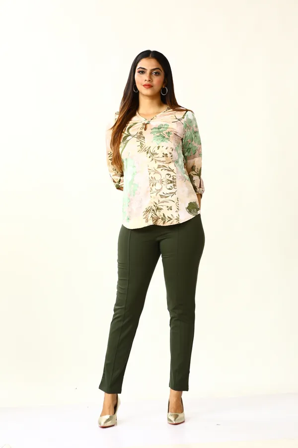 Green_Poly_Satin_Bow_Top_For_Women_&_Girls