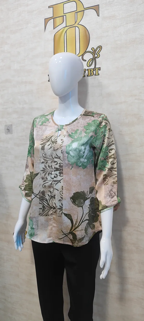 Green_Poly_Satin_Bow_Top_For_Women_&_Girls
