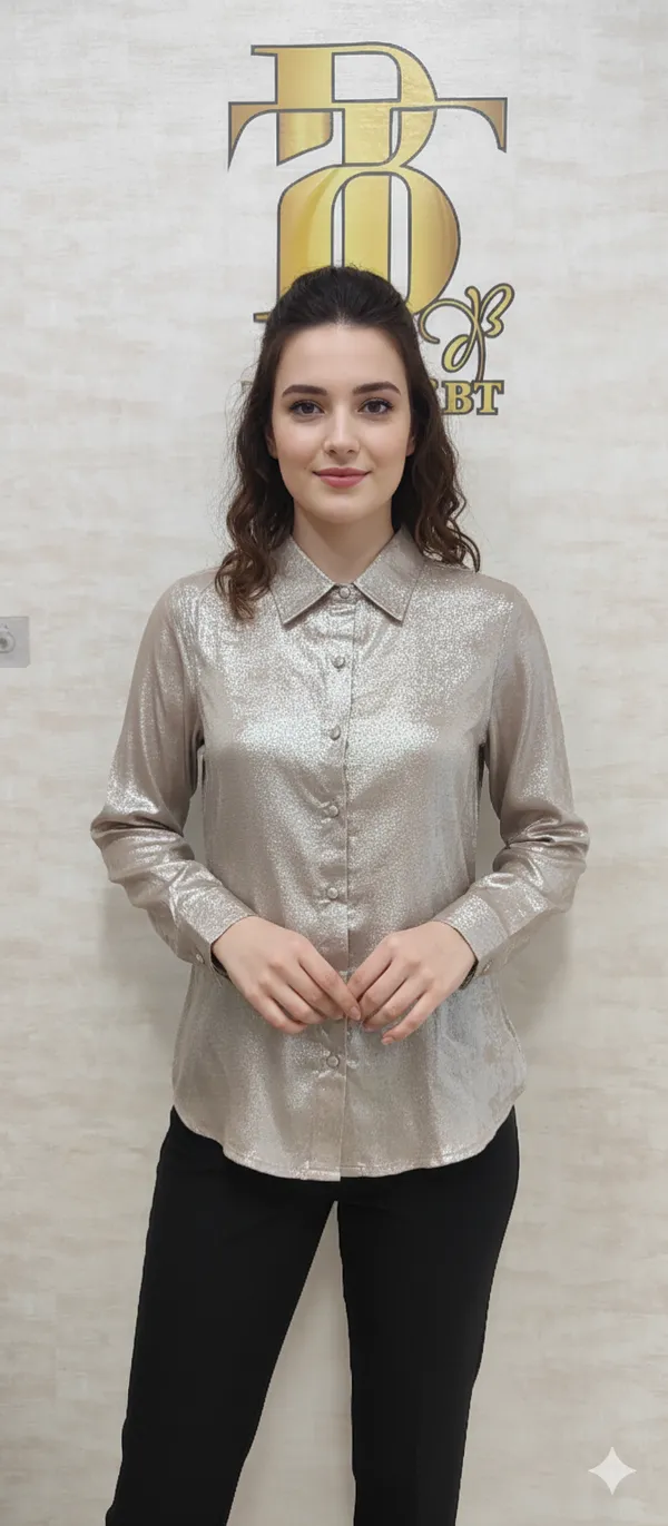 Rose_Gold_Poly_Shimmery_Shirt_For_Women_&_Girls