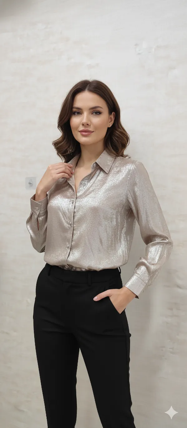 Rose_Gold_Poly_Shimmery_Shirt_For_Women_&_Girls