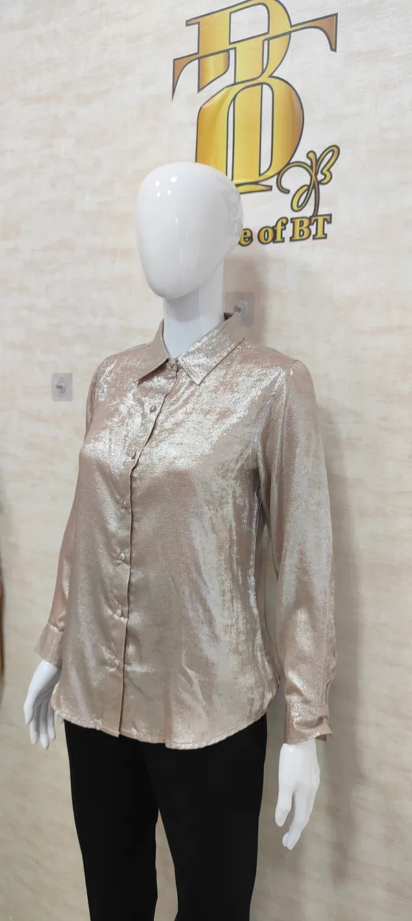 Rose_Gold_Poly_Shimmery_Shirt_For_Women_&_Girls
