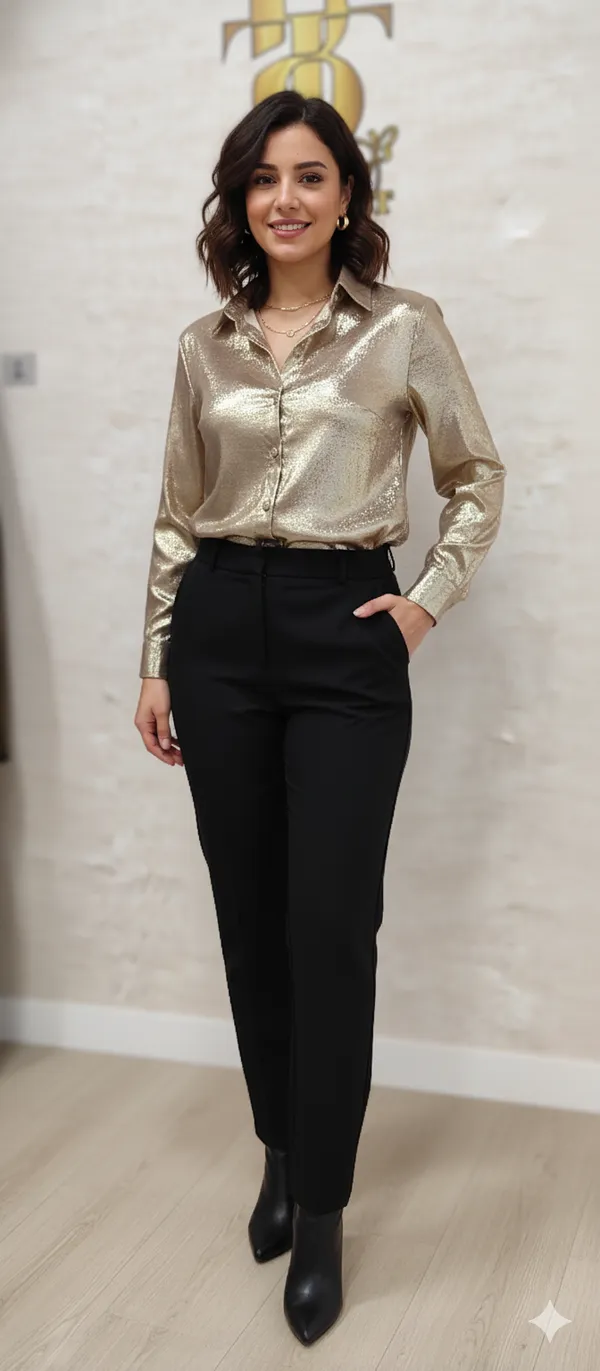 Gold_Poly_Shimmery_Shirt_For_Women_&_Girls