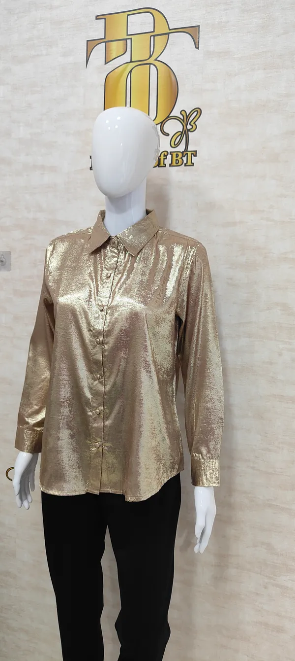 Gold_Poly_Shimmery_Shirt_For_Women_&_Girls