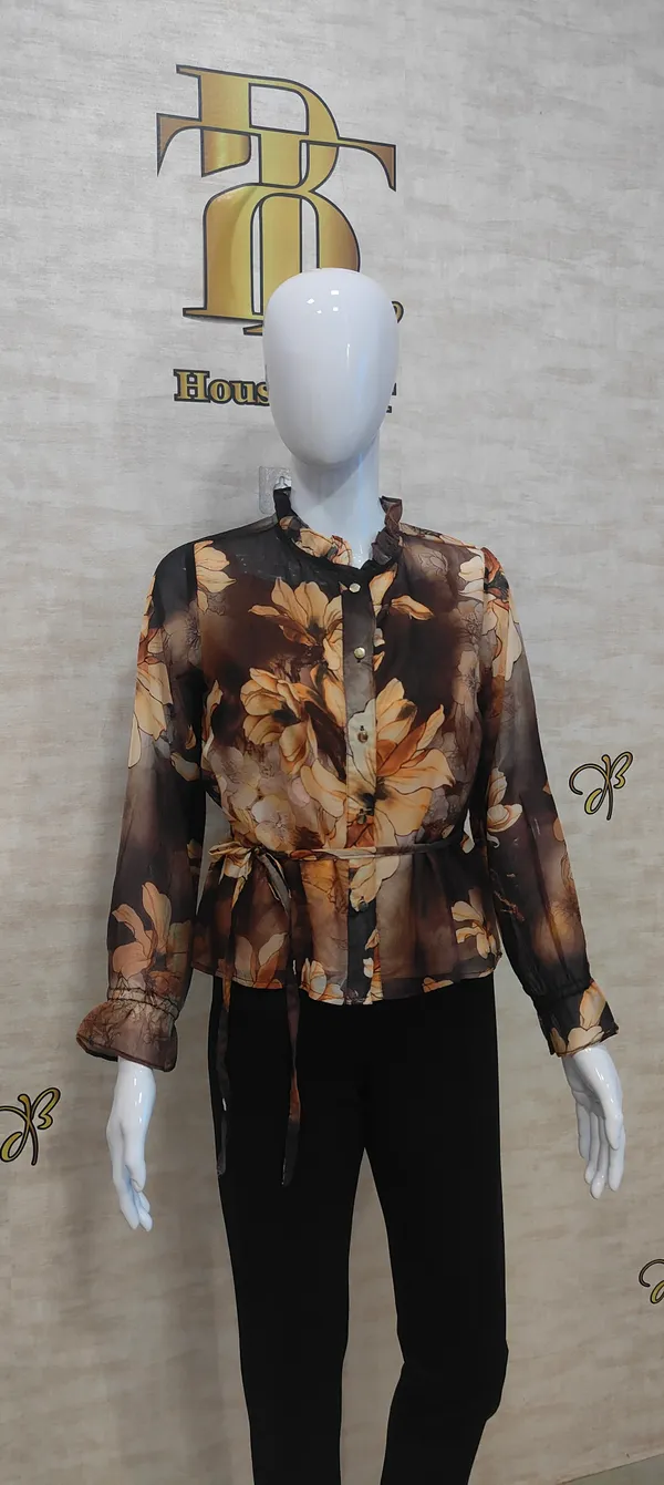 Brown_Poly_Vibrant_Print_Ruffled_Shirt_For_Women_&_Girls