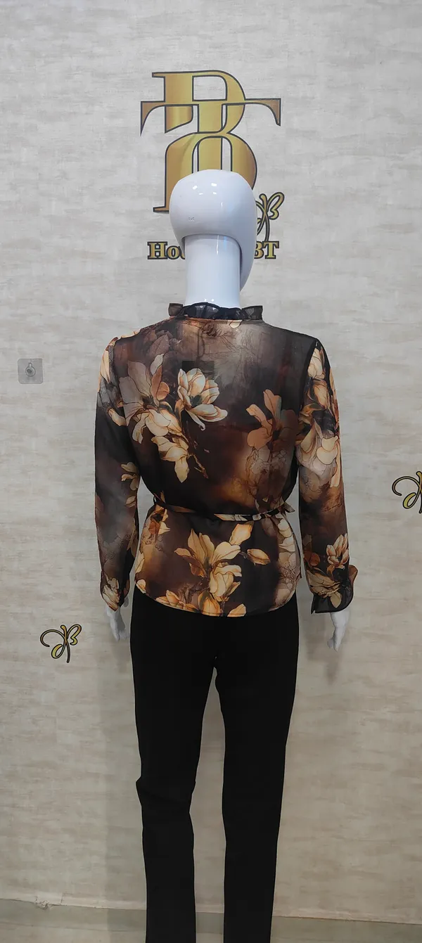 Brown_Poly_Vibrant_Print_Ruffled_Shirt_For_Women_&_Girls