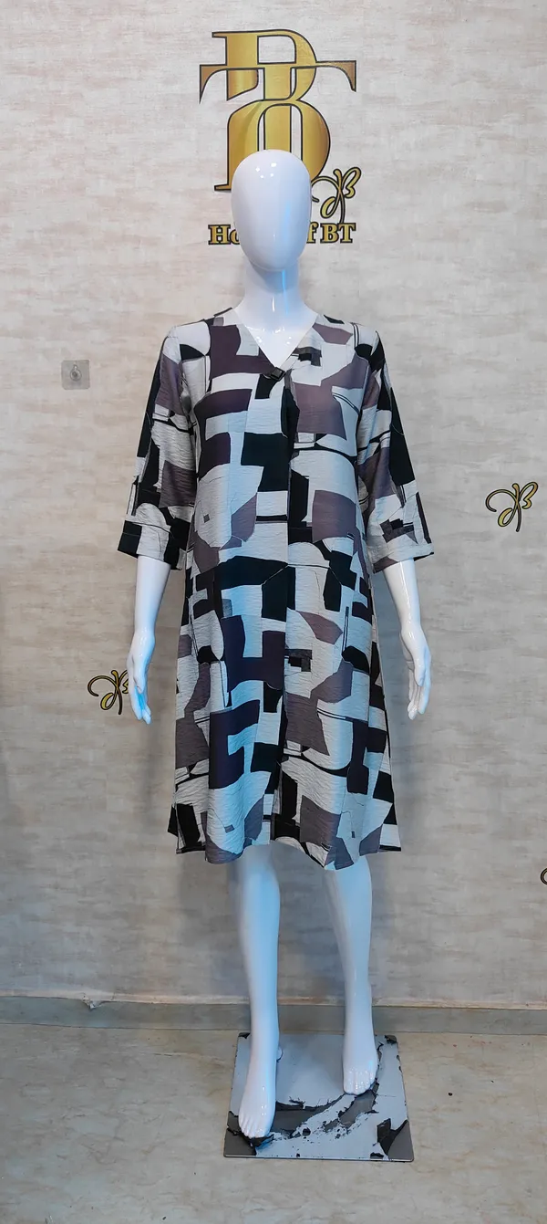 Purple_Rayon_Blend_Mosaic_Shift_Print_Dress_For_Women_&_Girls