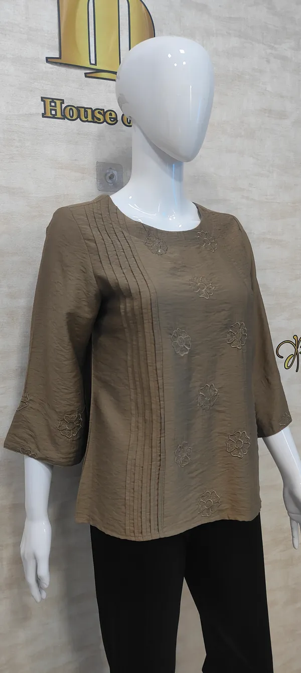 Brown_Poly_Emboridered_Semi_Sheer_Tunic_For_Women_&_Girls