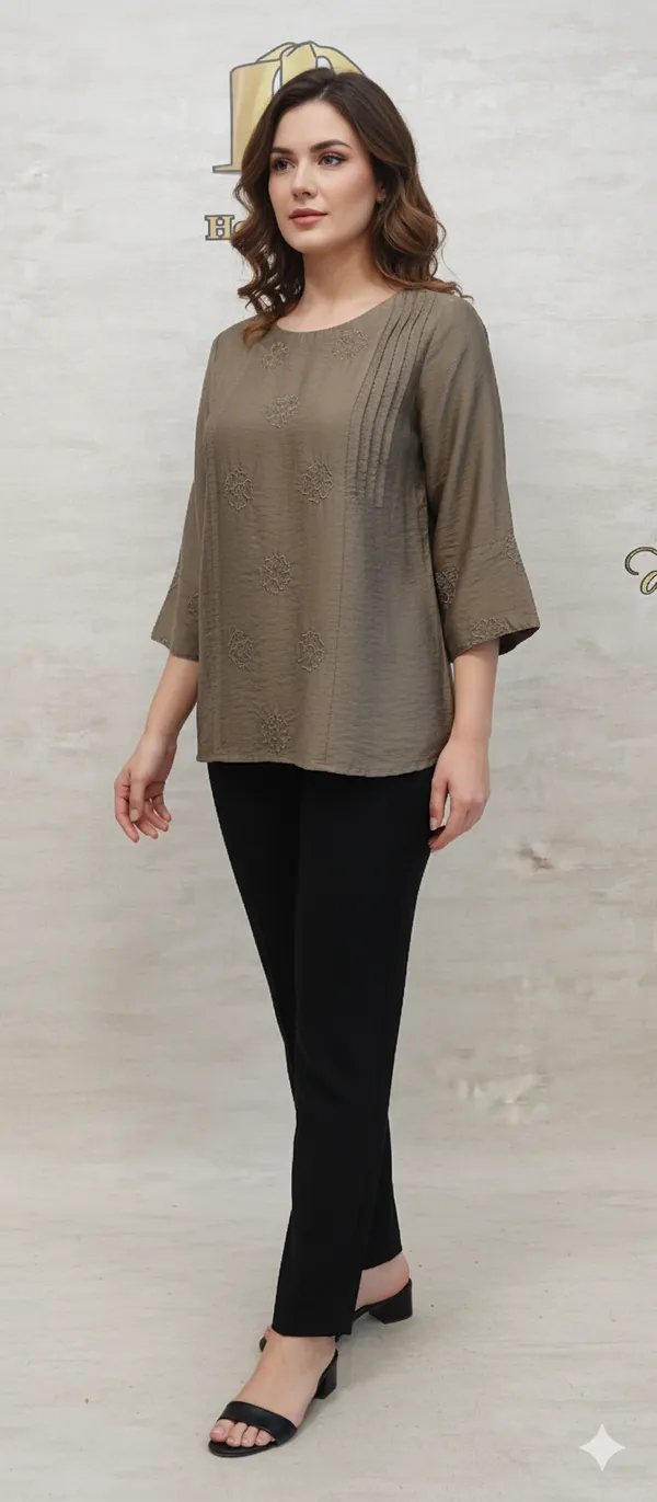 Brown_Poly_Emboridered_Semi_Sheer_Tunic_For_Women_&_Girls
