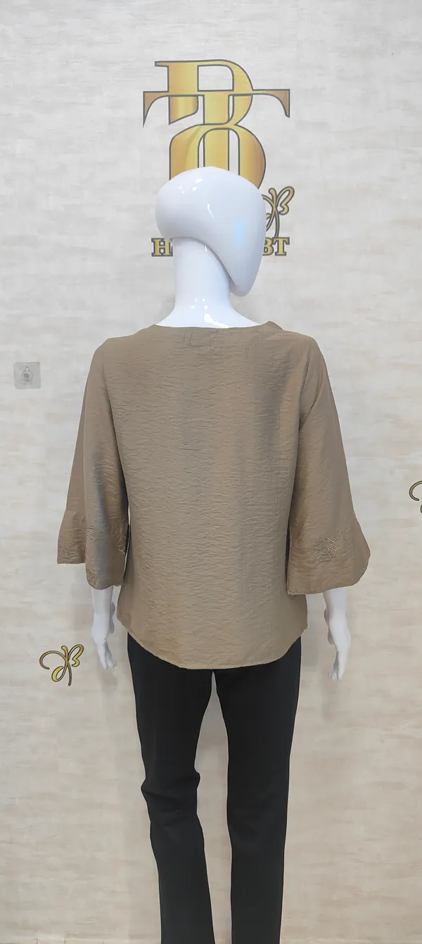 Brown_Poly_Emboridered_Semi_Sheer_Tunic_For_Women_&_Girls