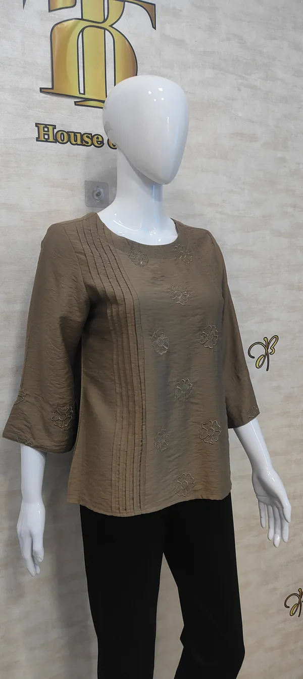 Brown_Poly_Emboridered_Semi_Sheer_Tunic_For_Women_&_Girls