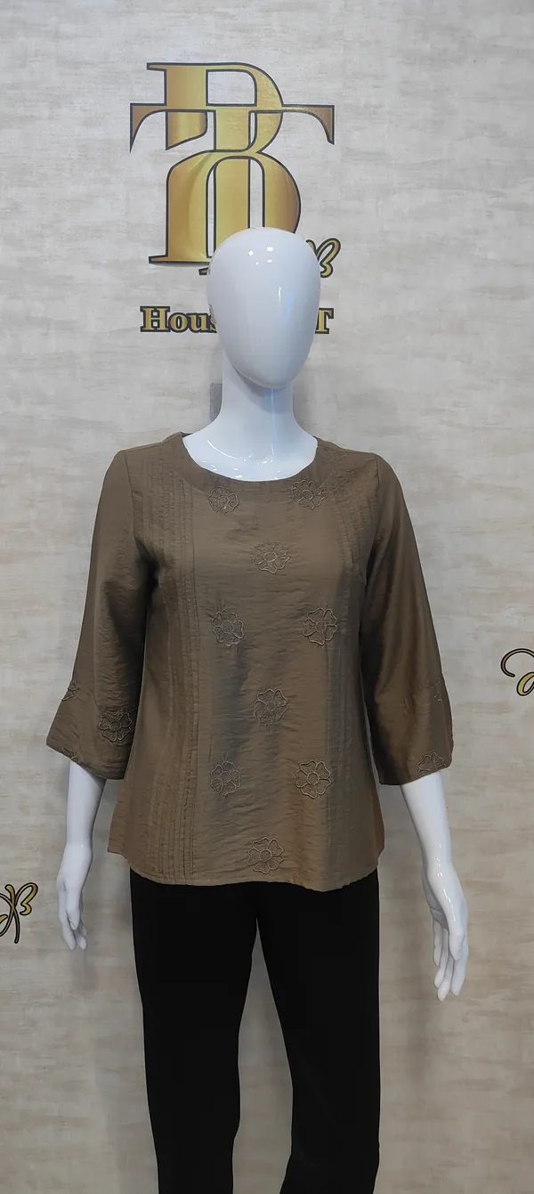 Brown_Poly_Emboridered_Semi_Sheer_Tunic_For_Women_&_Girls