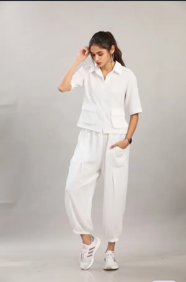White_Rayon_Blend_Waffle_Design_Korean_Co-Ord_Set_For_Women_&_Girls