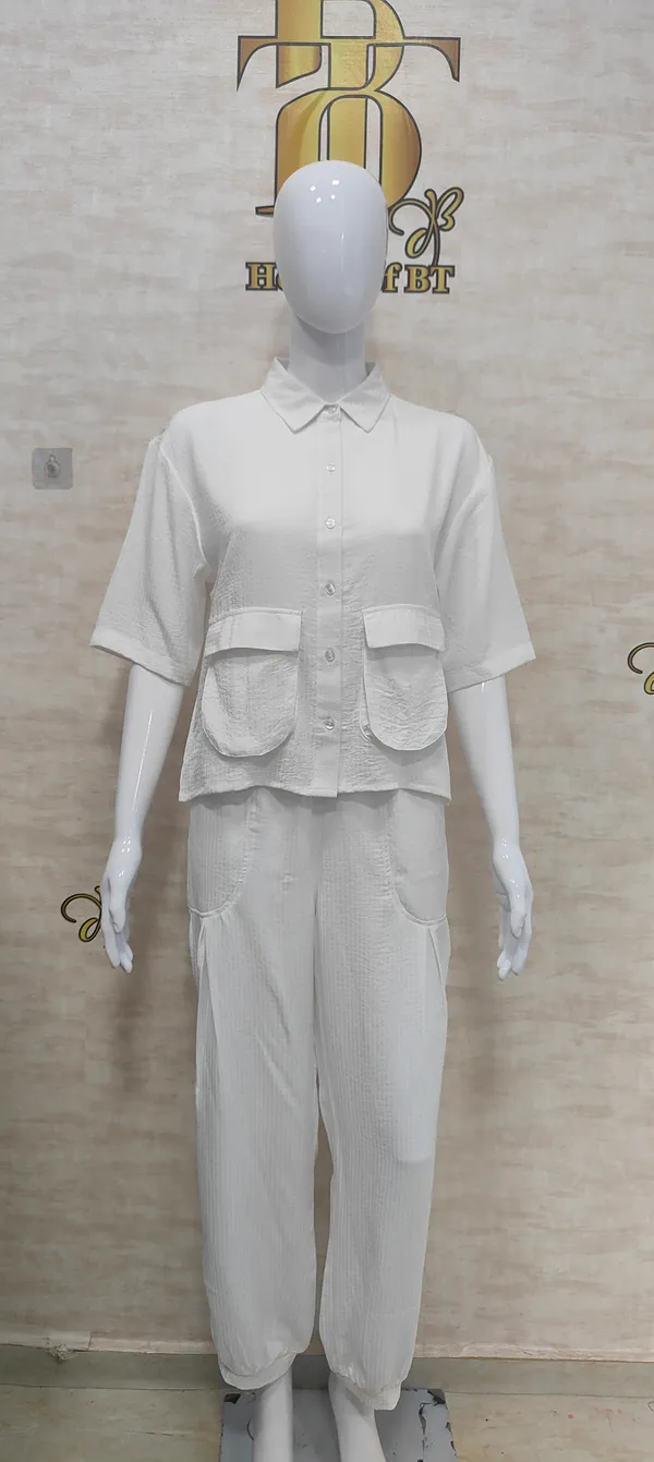 White_Rayon_Blend_Waffle_Design_Korean_Co-Ord_Set_For_Women_&_Girls