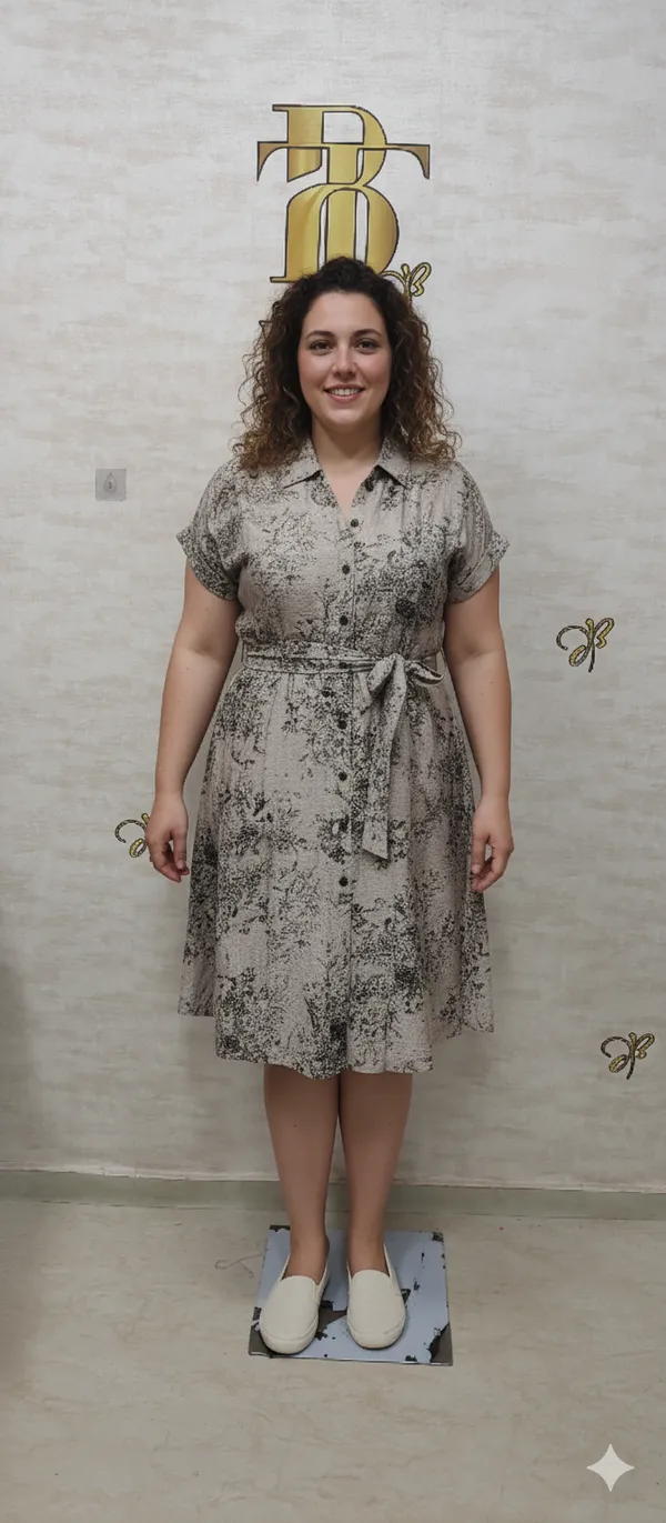 Beige_Rayon_Blend_Fine_Print_Belted_Shirt_Dress_For_Women_&_Girls