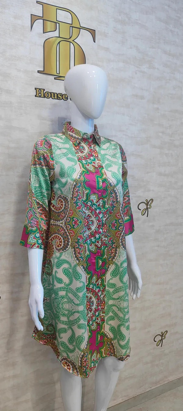 Green_Poly_Panel_Print_Satin_Dress_For_Women_&_Girls