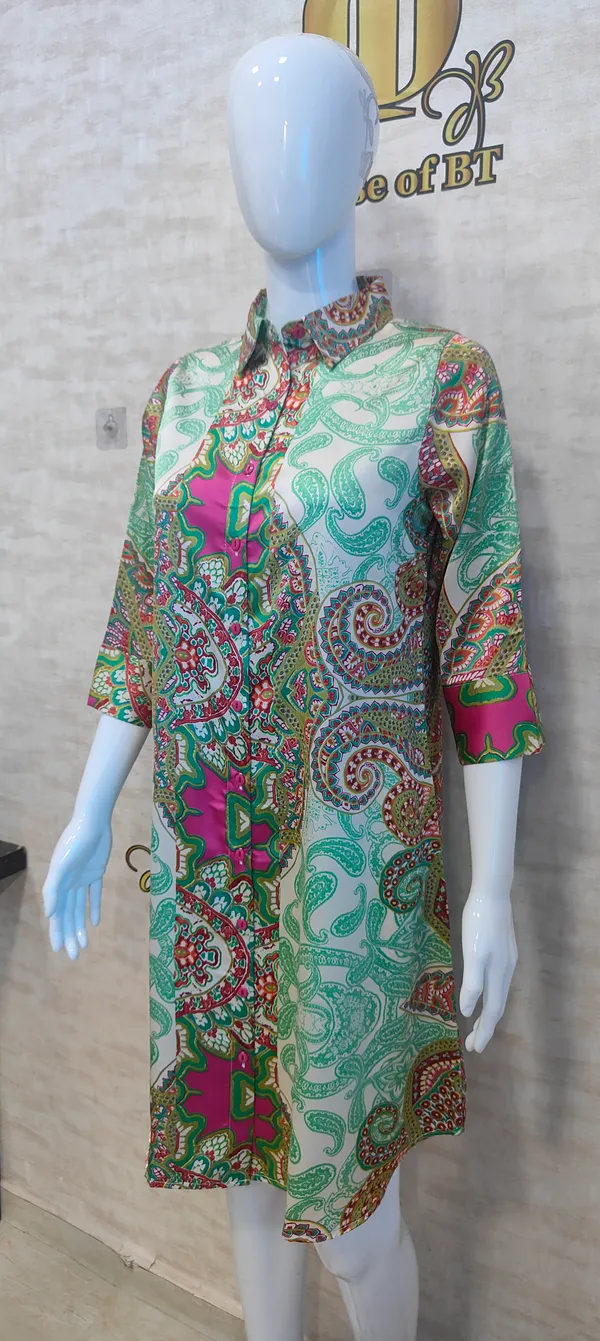 Green_Poly_Panel_Print_Satin_Dress_For_Women_&_Girls