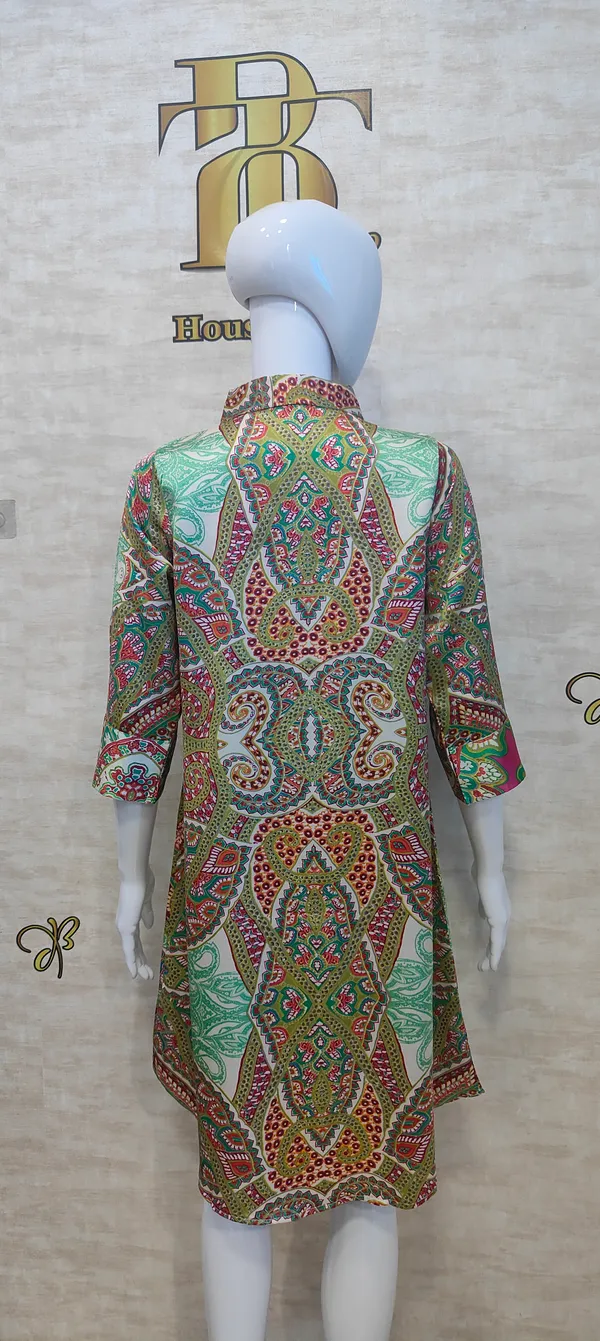 Green_Poly_Panel_Print_Satin_Dress_For_Women_&_Girls