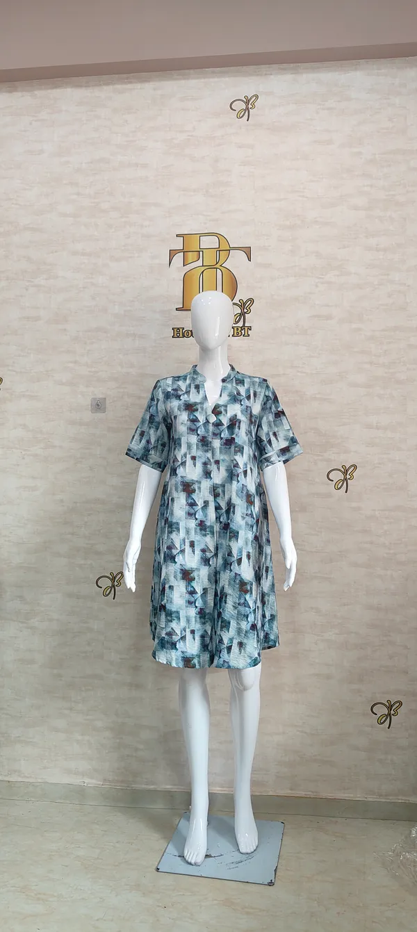 Blue_Rayon_Blend_Geo_Abstract_Print_Dress_For_Women_&_Girls