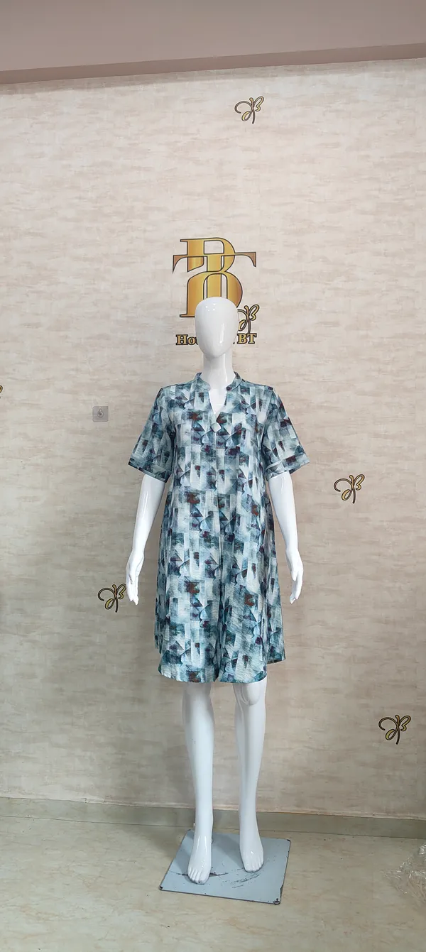 Blue_Rayon_Blend_Geo_Abstract_Print_Dress_For_Women_&_Girls