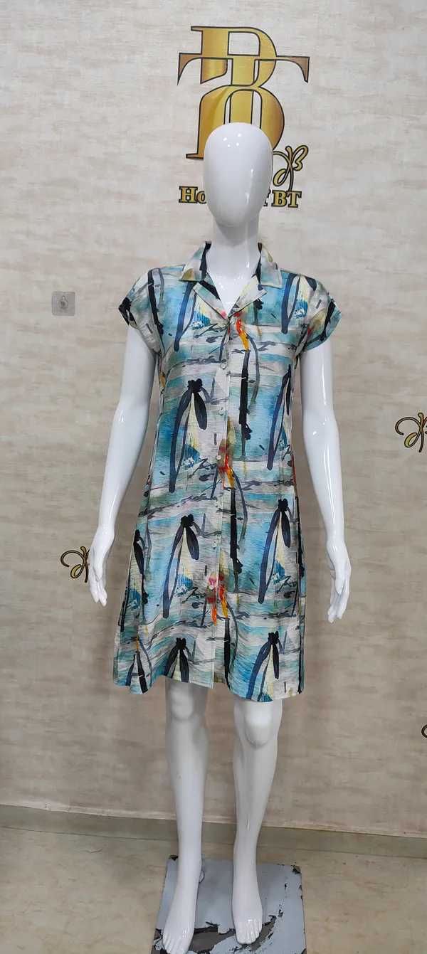 Blue_Rayon_Blend_Brush_Stroke_Print_Dress_For_Women_&_Girls