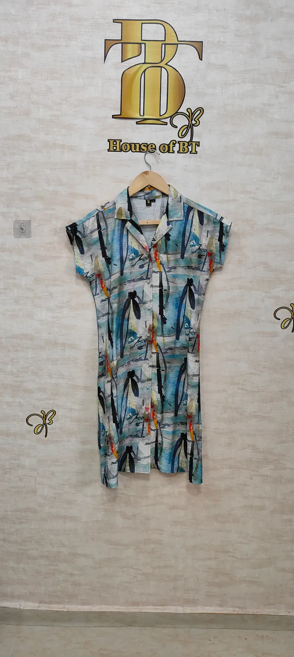 Blue_Rayon_Blend_Brush_Stroke_Print_Dress_For_Women_&_Girls