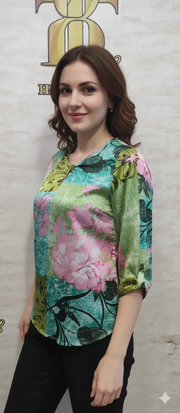 Pink_Poly_Satin_Bow_Top_For_Women_&_Girls