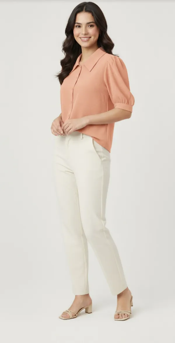 Orange_Poly_Wrinkle_Textured_Shirt_For_Women_&_Girls