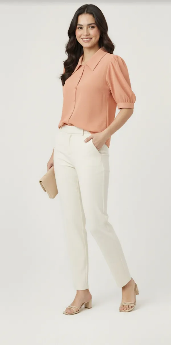 Orange_Poly_Wrinkle_Textured_Shirt_For_Women_&_Girls