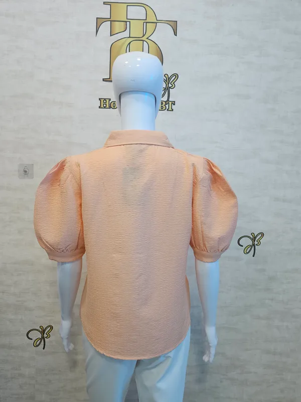 Orange_Poly_Wrinkle_Textured_Shirt_For_Women_&_Girls